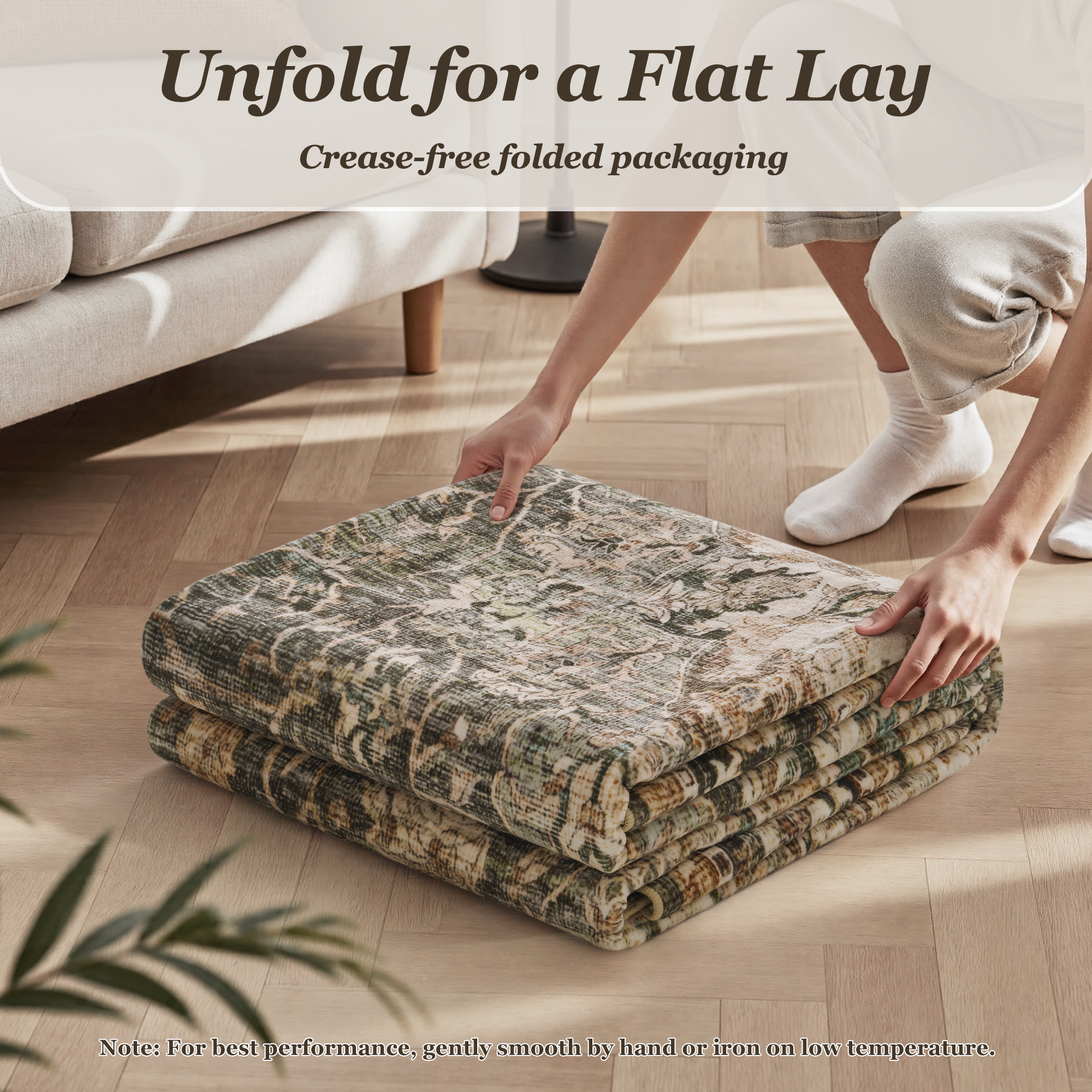 MontVoo Vintage Medallion Non-Slip Washable Rug Green
