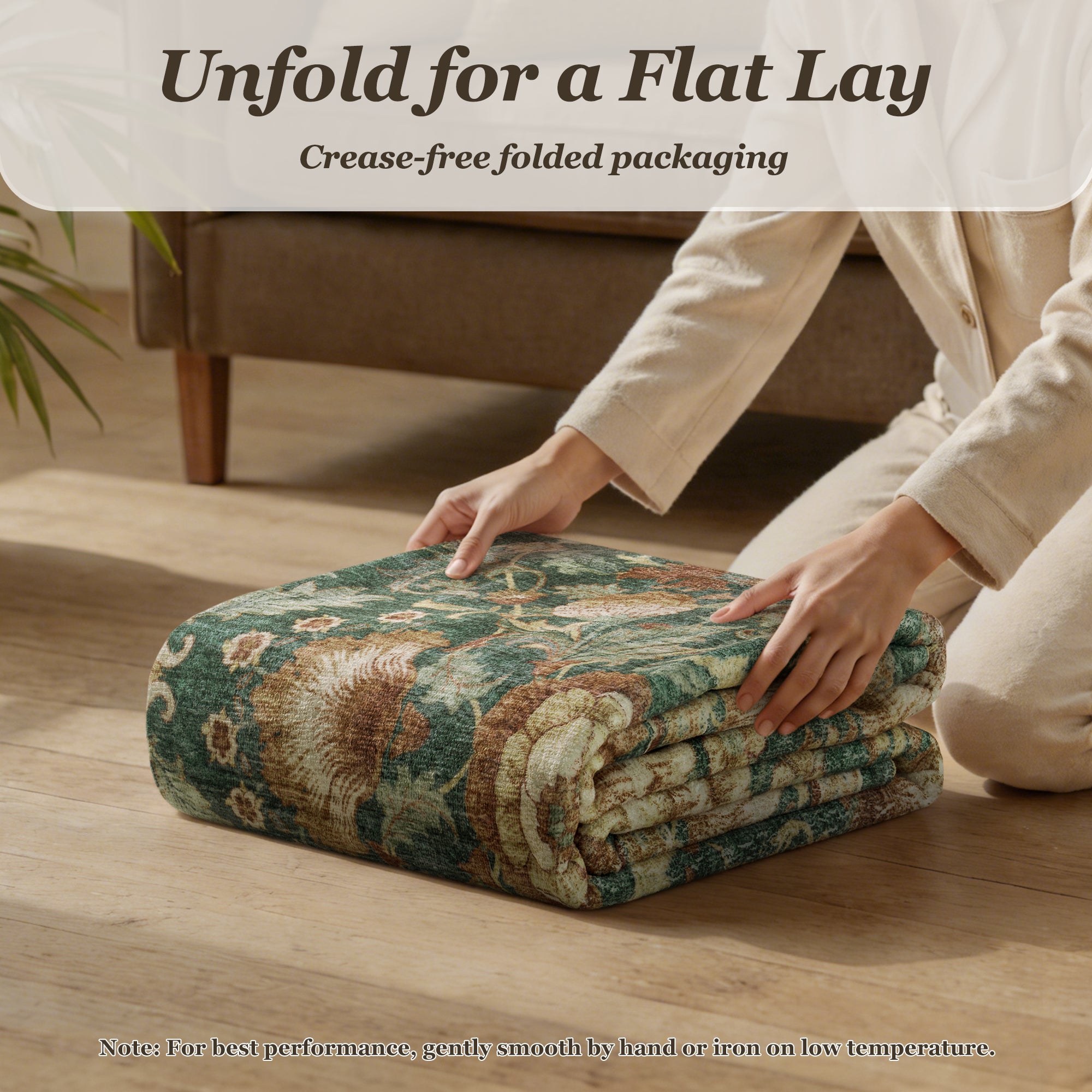 MontVoo Vintage Floral Washable Rug Green