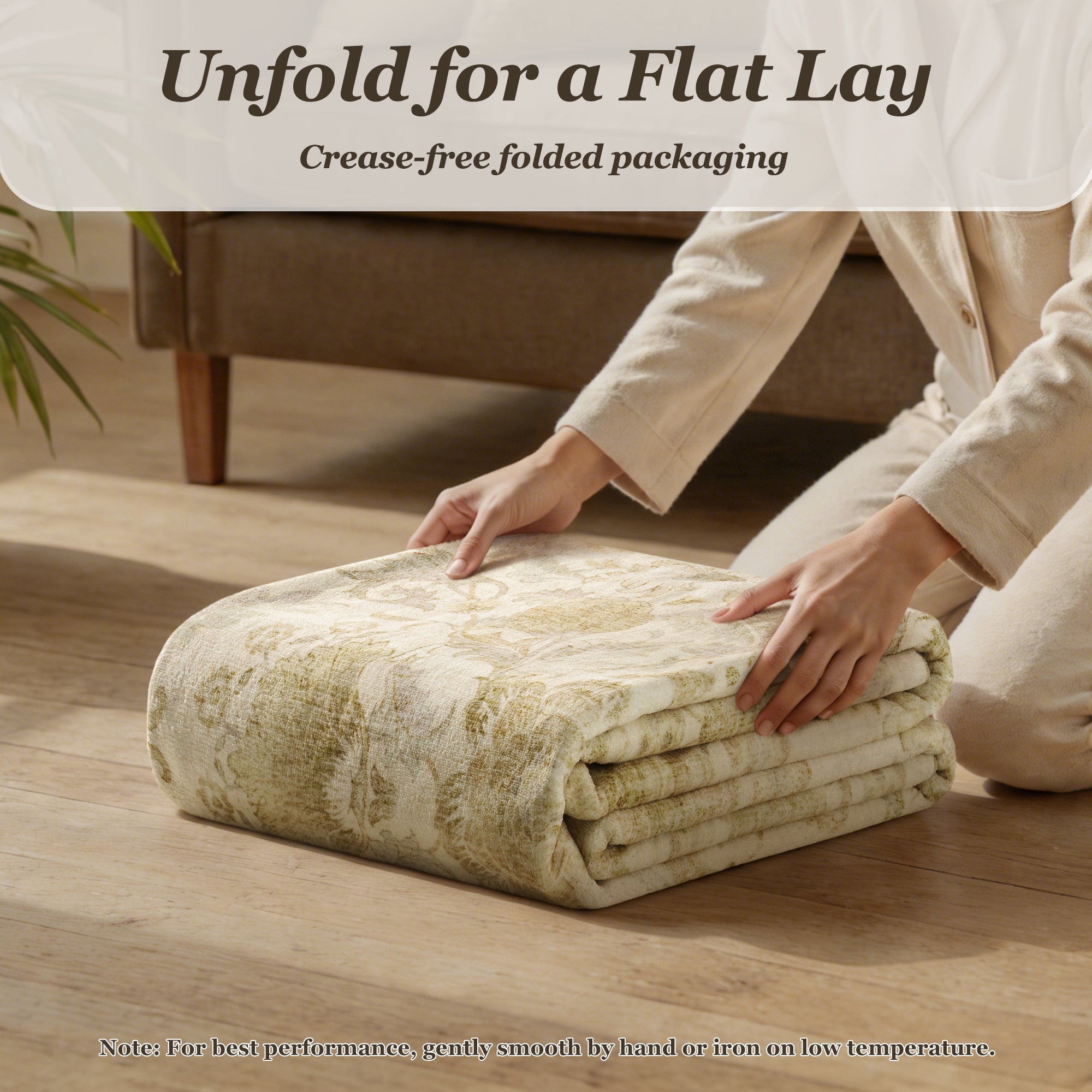 MontVoo Vintage Floral Washable Rug Gold
