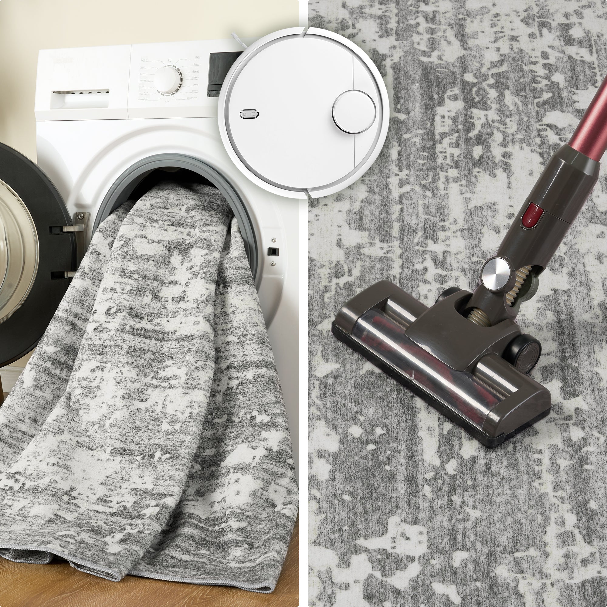 MontVoo Modern Abstract Gray Washable Area Rug