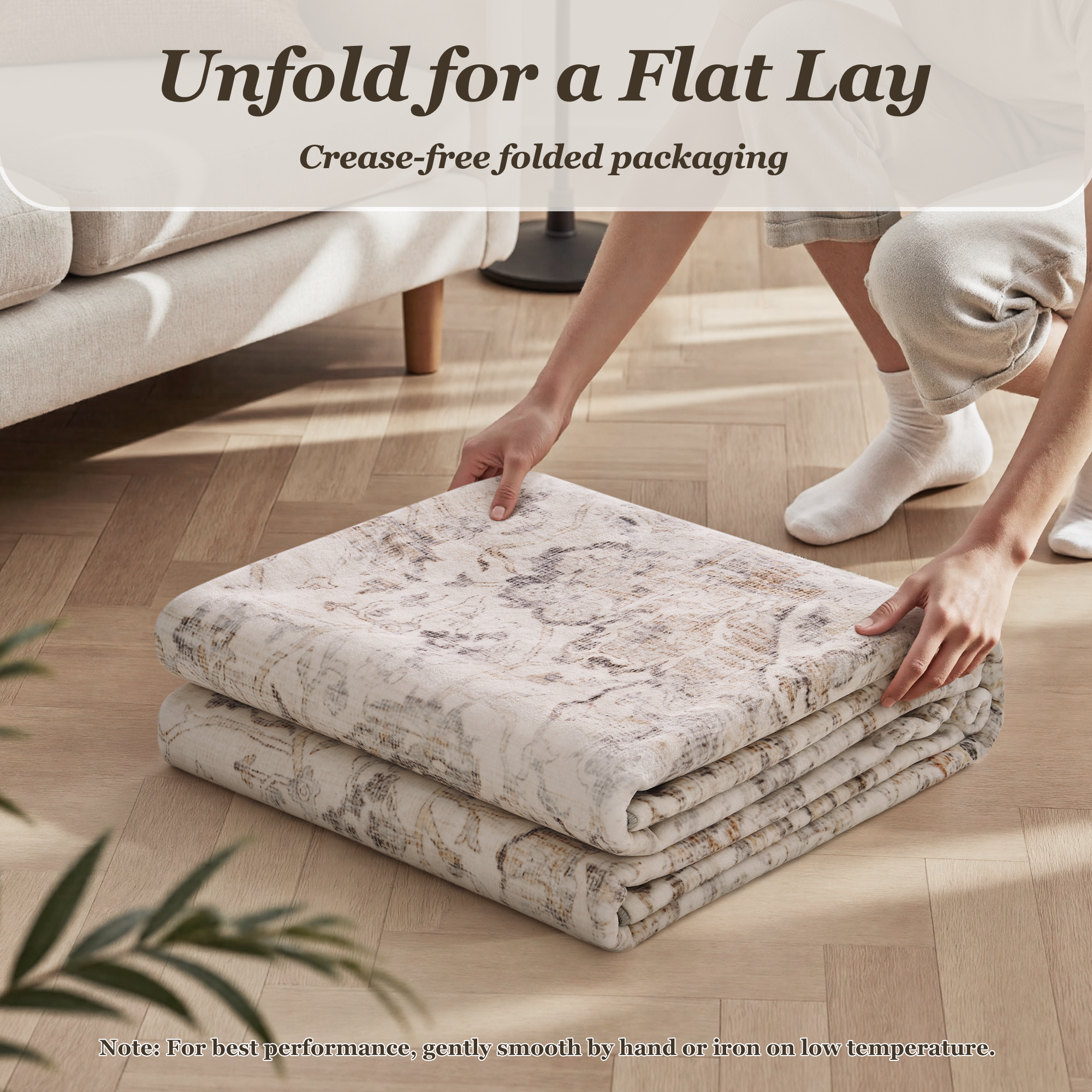 MontVoo Vintage Medallion Non-Slip Washable Rug Beige
