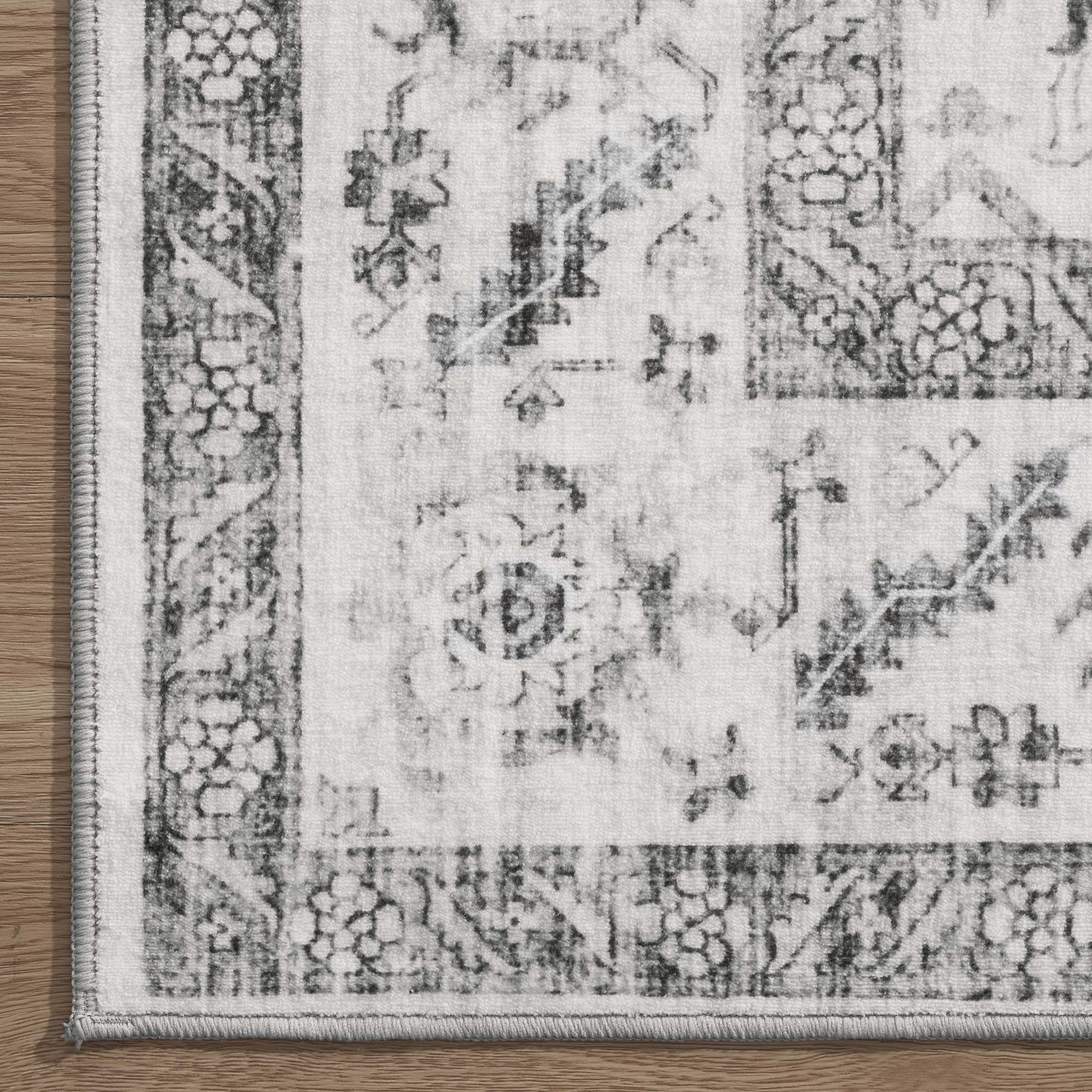 MontVoo Gray Medallion Floral Washable Rug