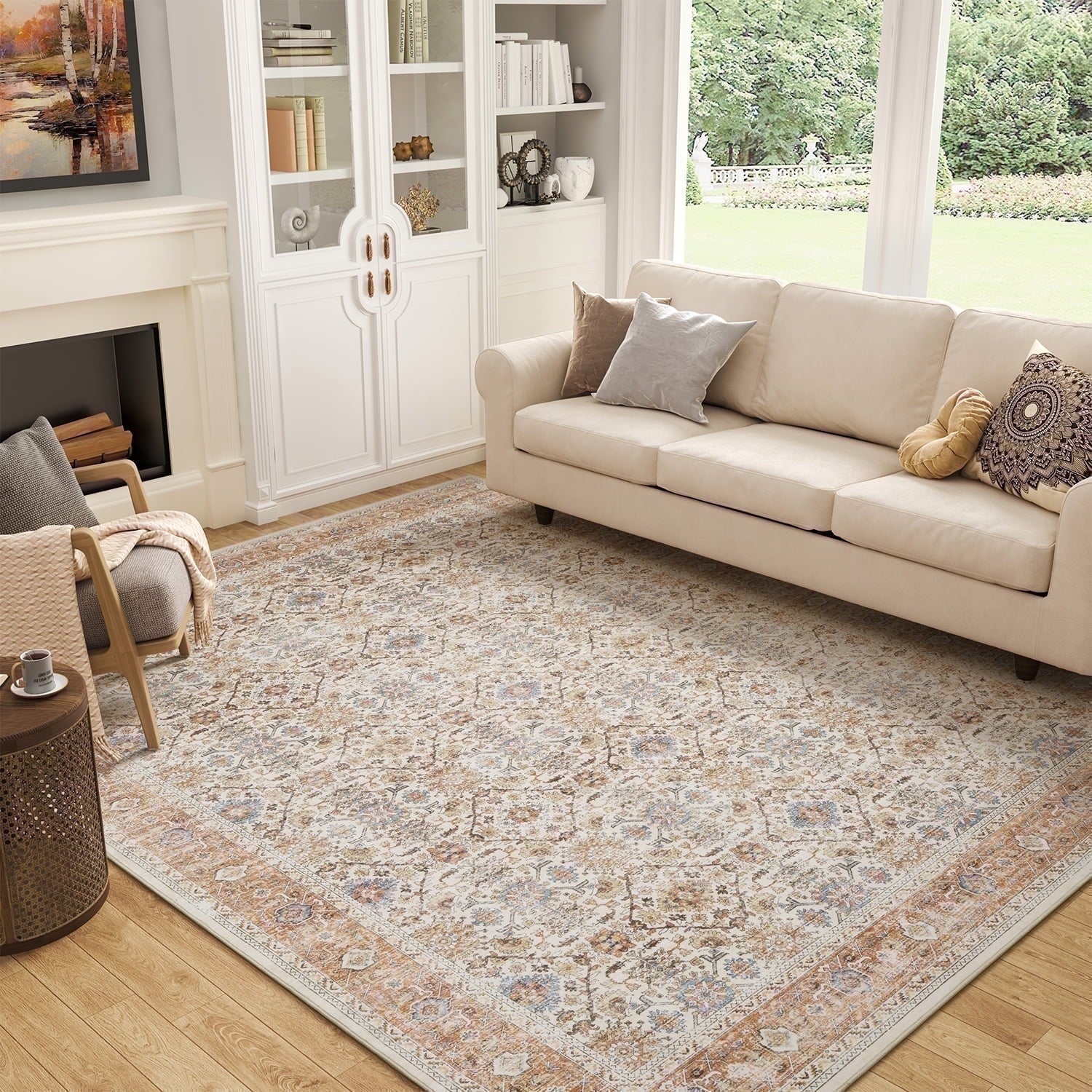 Ombre Vintage Floral Living Room Rug