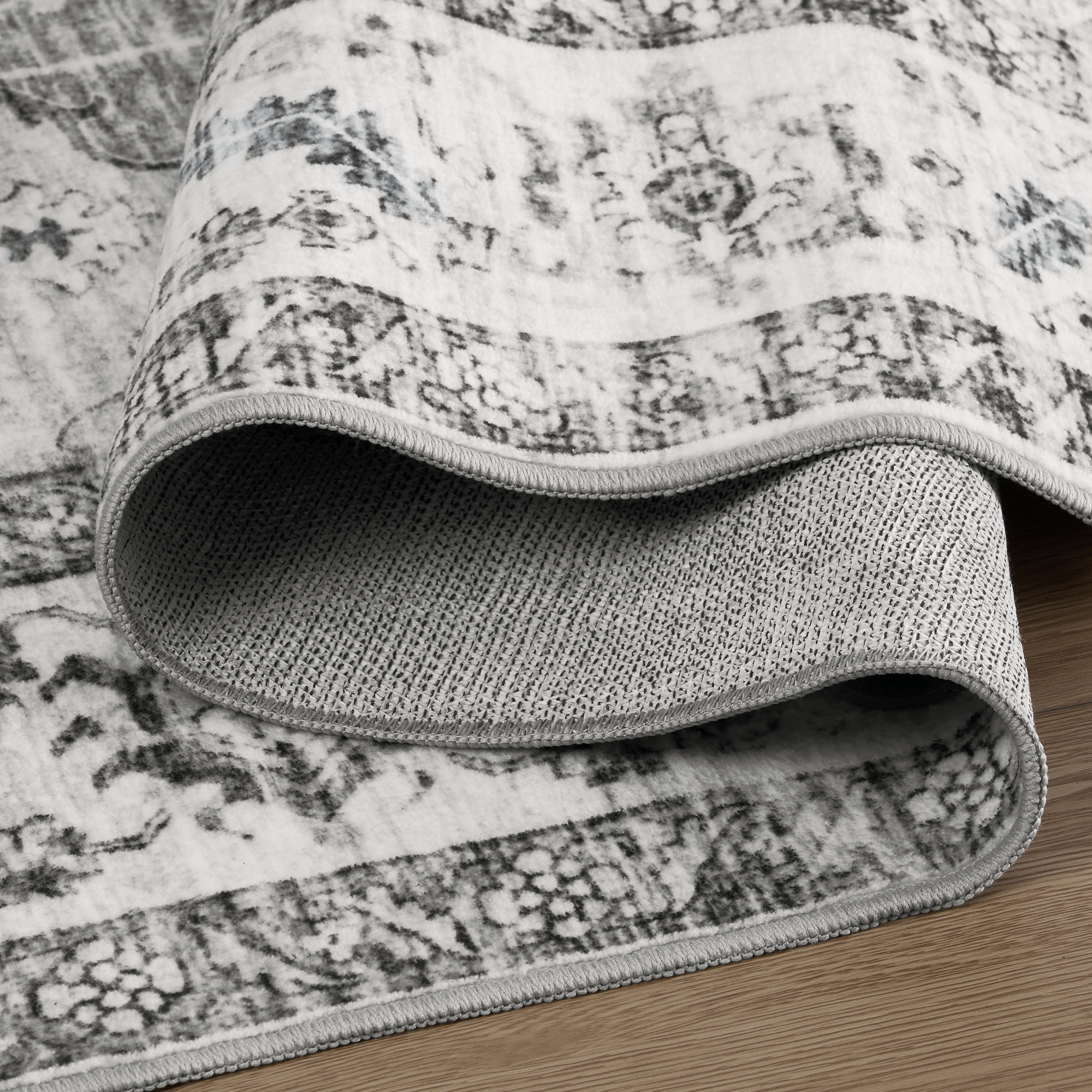 Alfombra lavable MontVoo Medallion Floral Gris