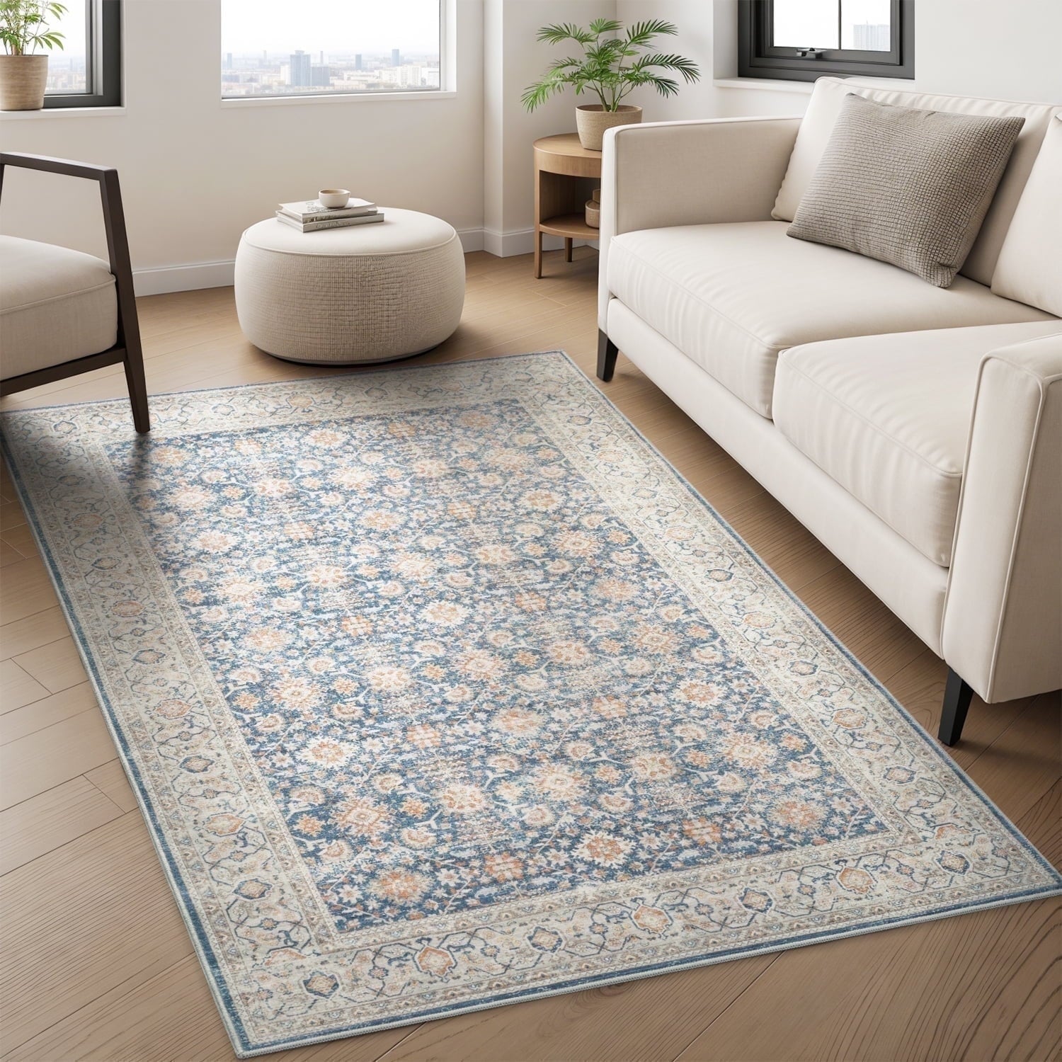 Ombre Vintage Floral Living Room Rug