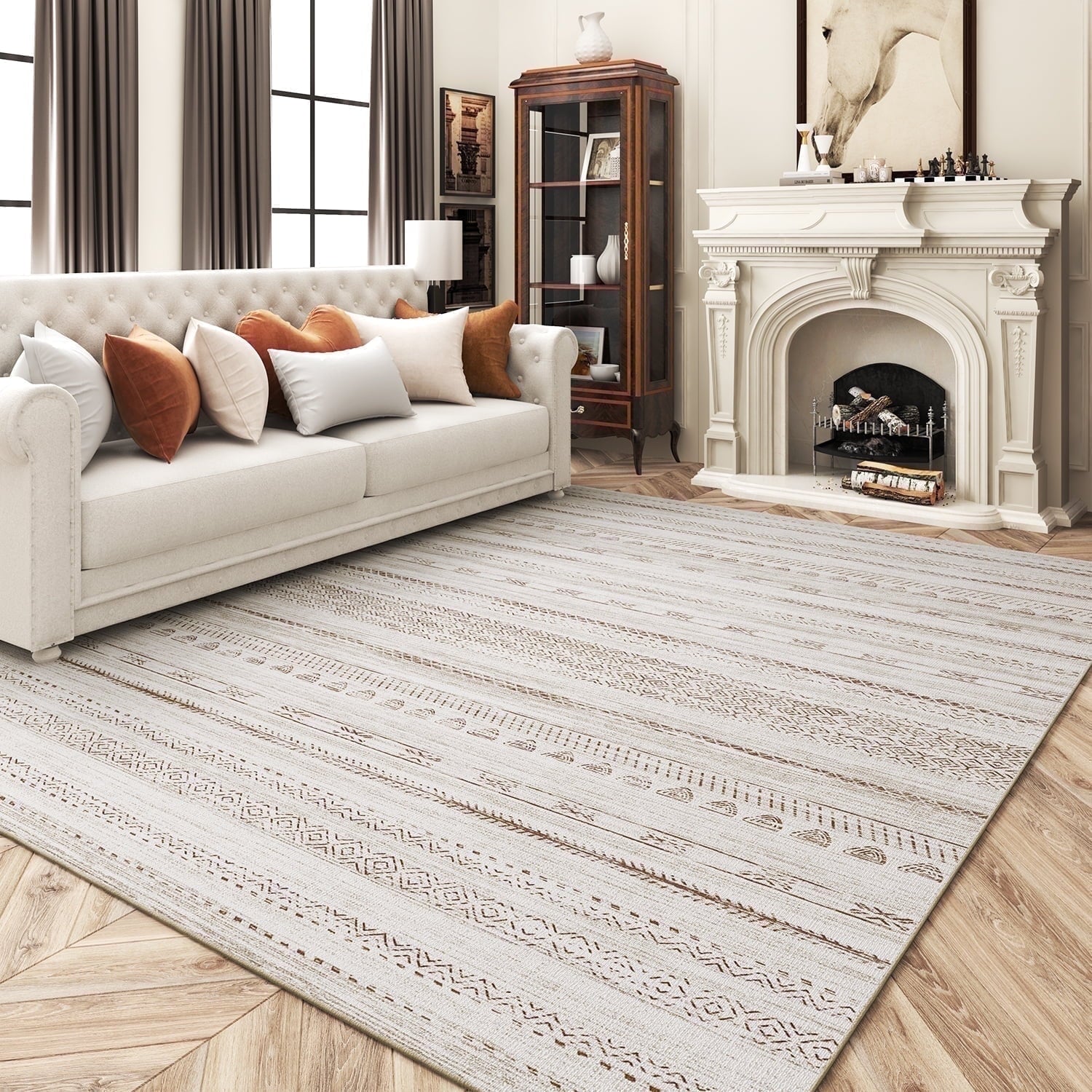 Boho Area Rug Machine Washable Rug