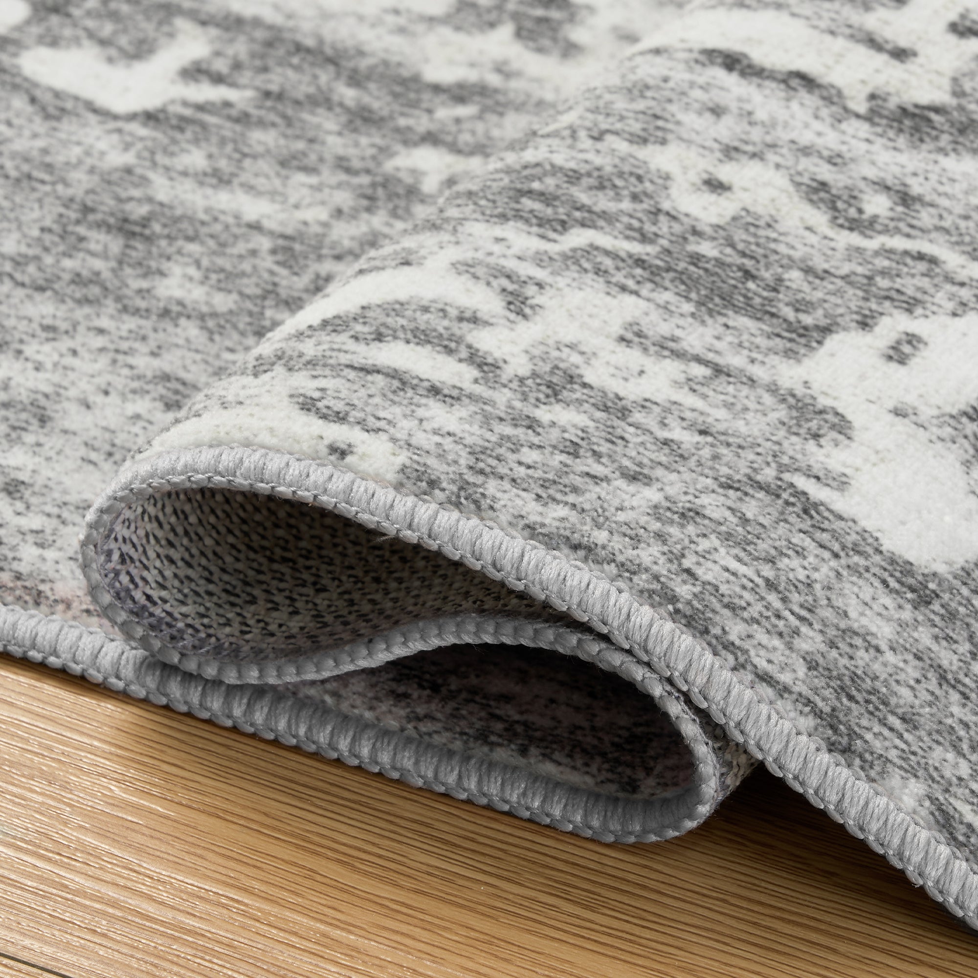 MontVoo Modern Abstract Gray Washable Area Rug
