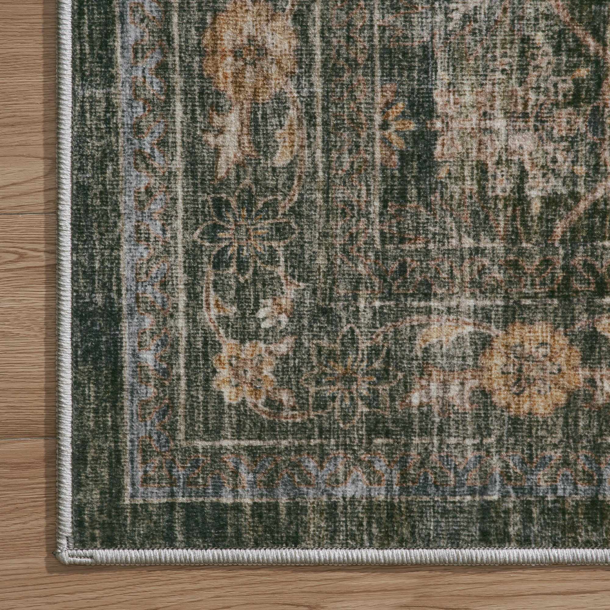 MontVoo Vintage Floral Washable Rugs Green
