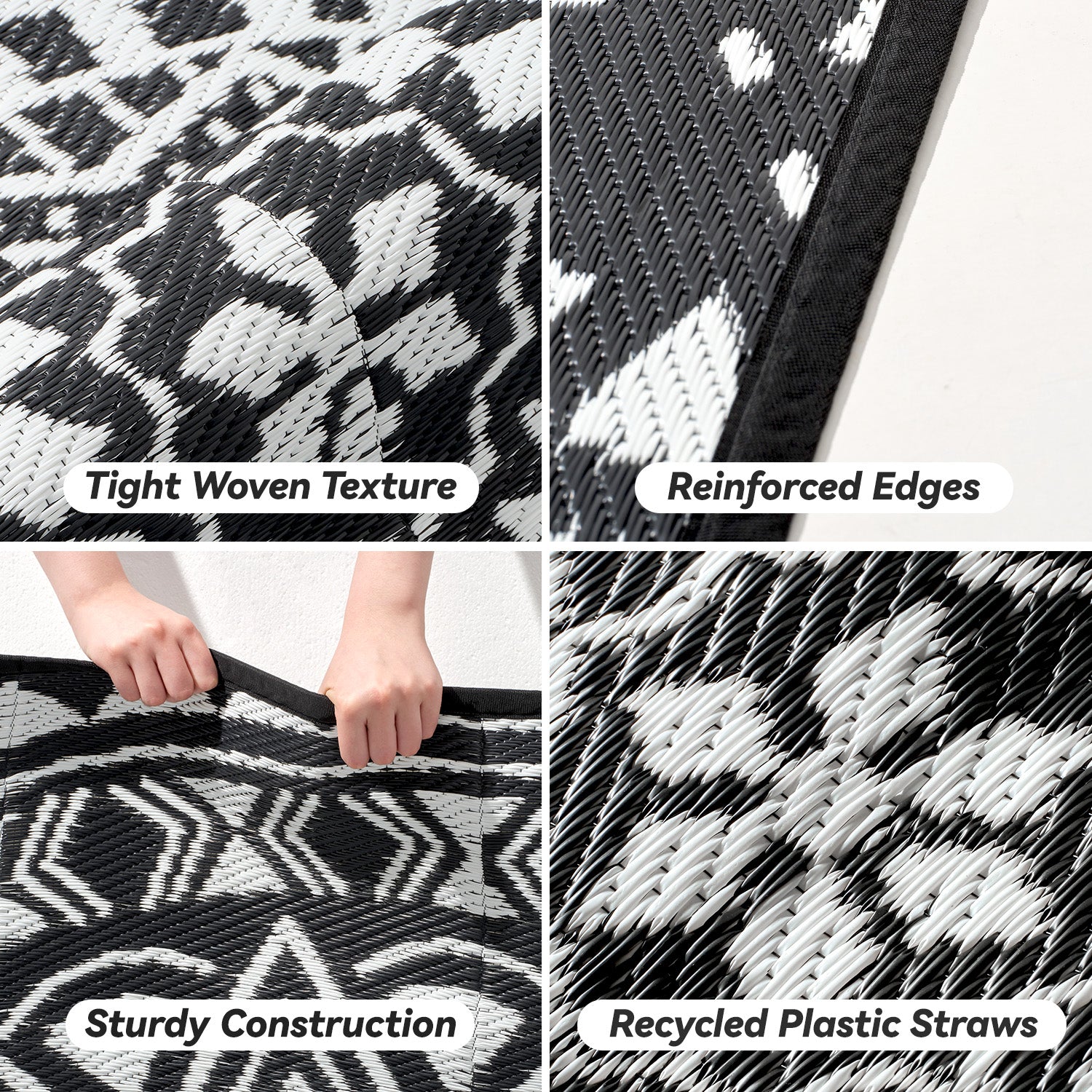 VUNATE Outdoor Patio Rugs Waterproof Lightweight