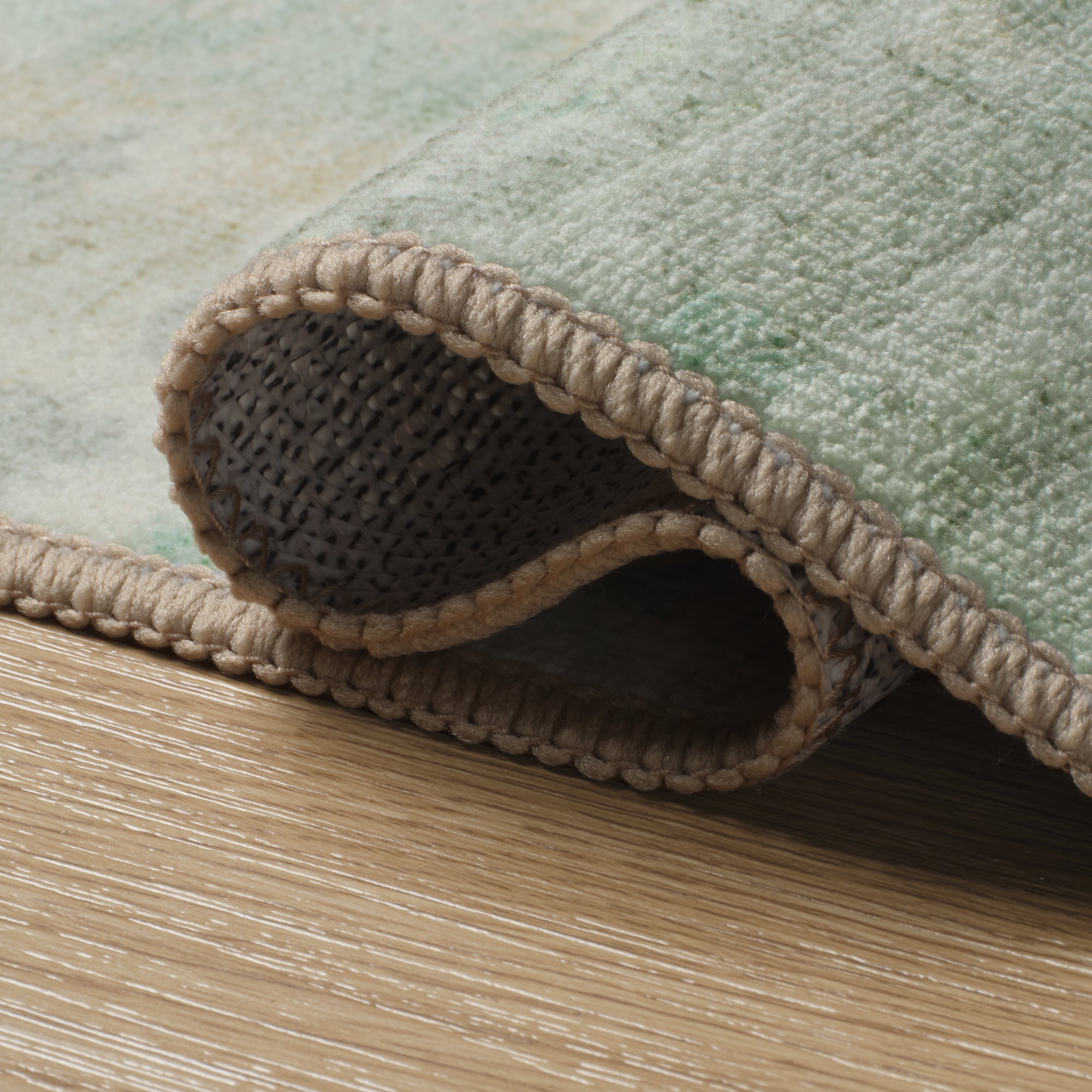 MontVoo Soft Abstract Washable Yellow-Green Area Rug