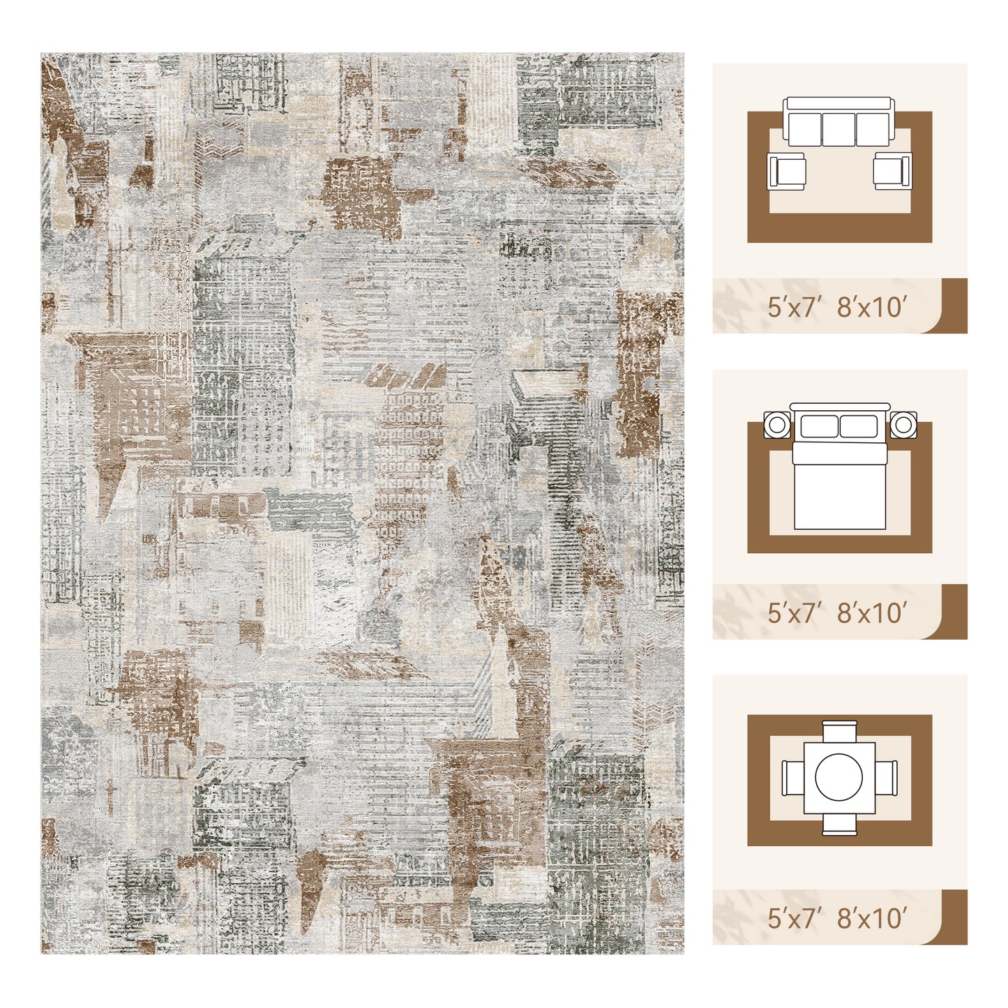 Area Rug Abstract Washable Rugs for Living Room