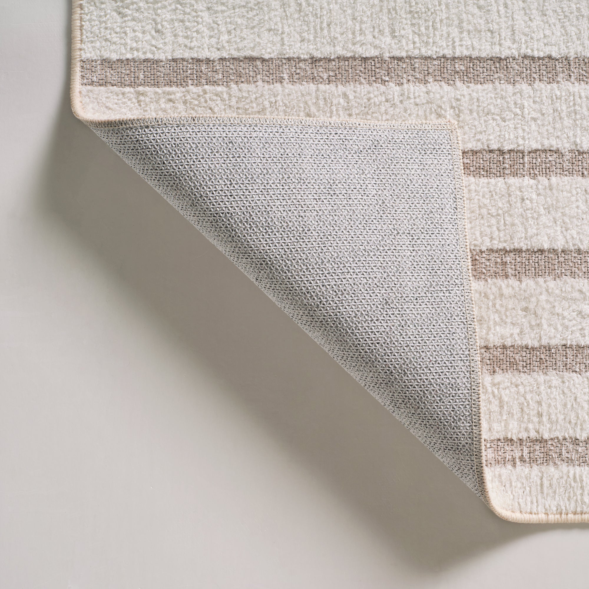 MontVoo Modern Geometric High-Low Beige Washable Area Rug