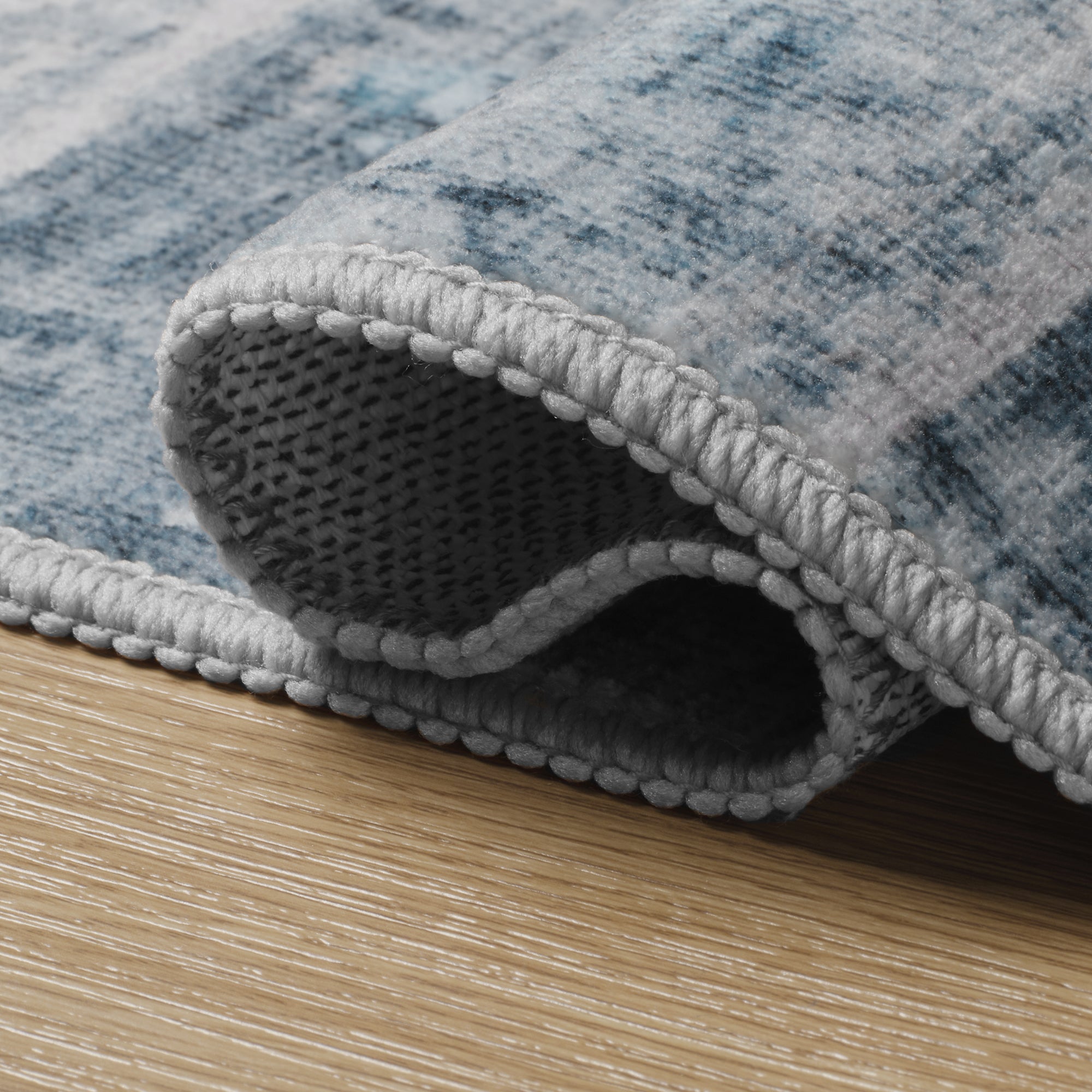 MontVoo Soft Abstract Washable Gray-Teal Area Rug