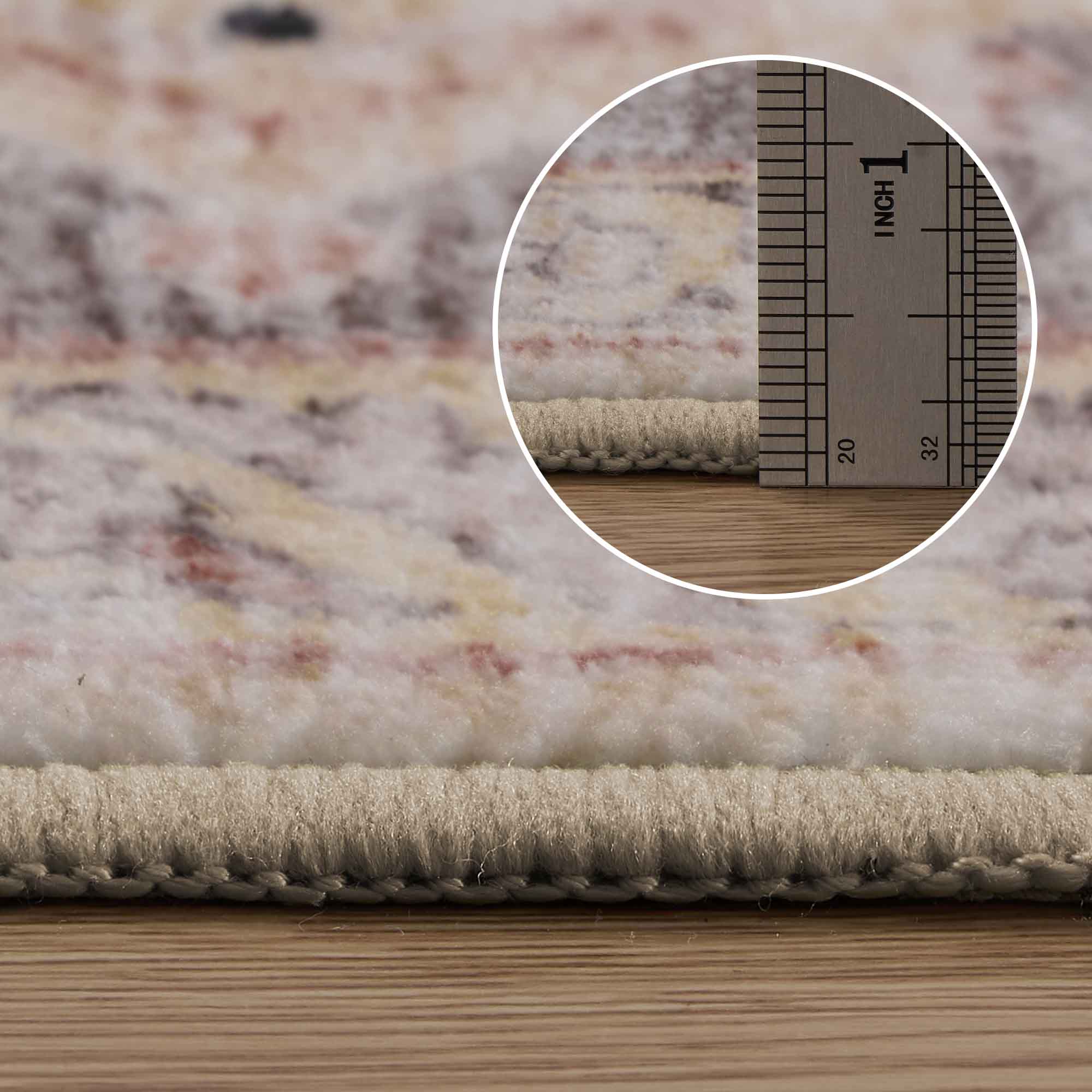 MontVoo Taupe Medallion Floral Washable Rug