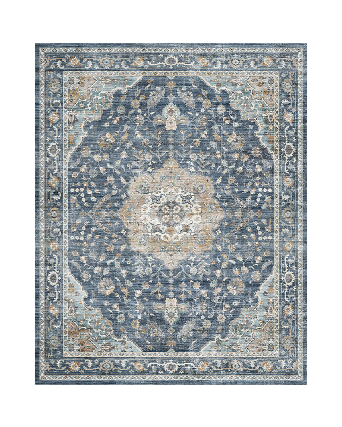 Ember Washable Area Rug - Blue