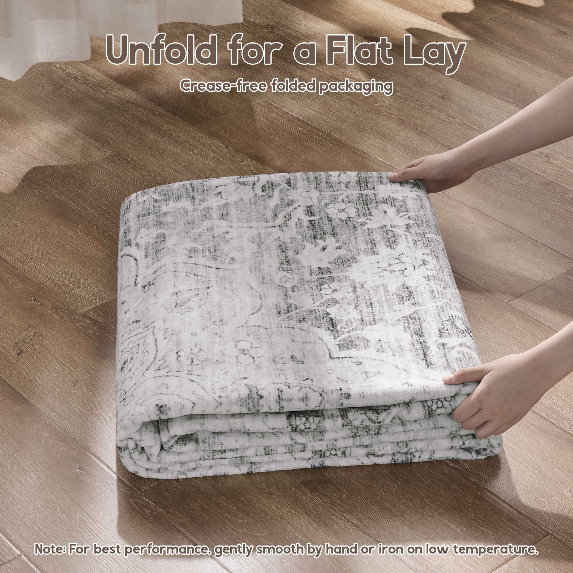 Alfombra lavable MontVoo Medallion Floral Gris