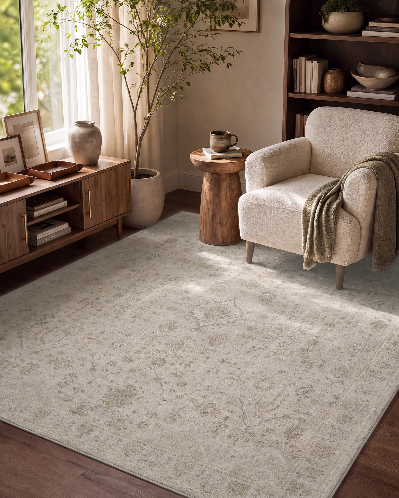 Alfombra grande Selene - Beige/Blanco 
