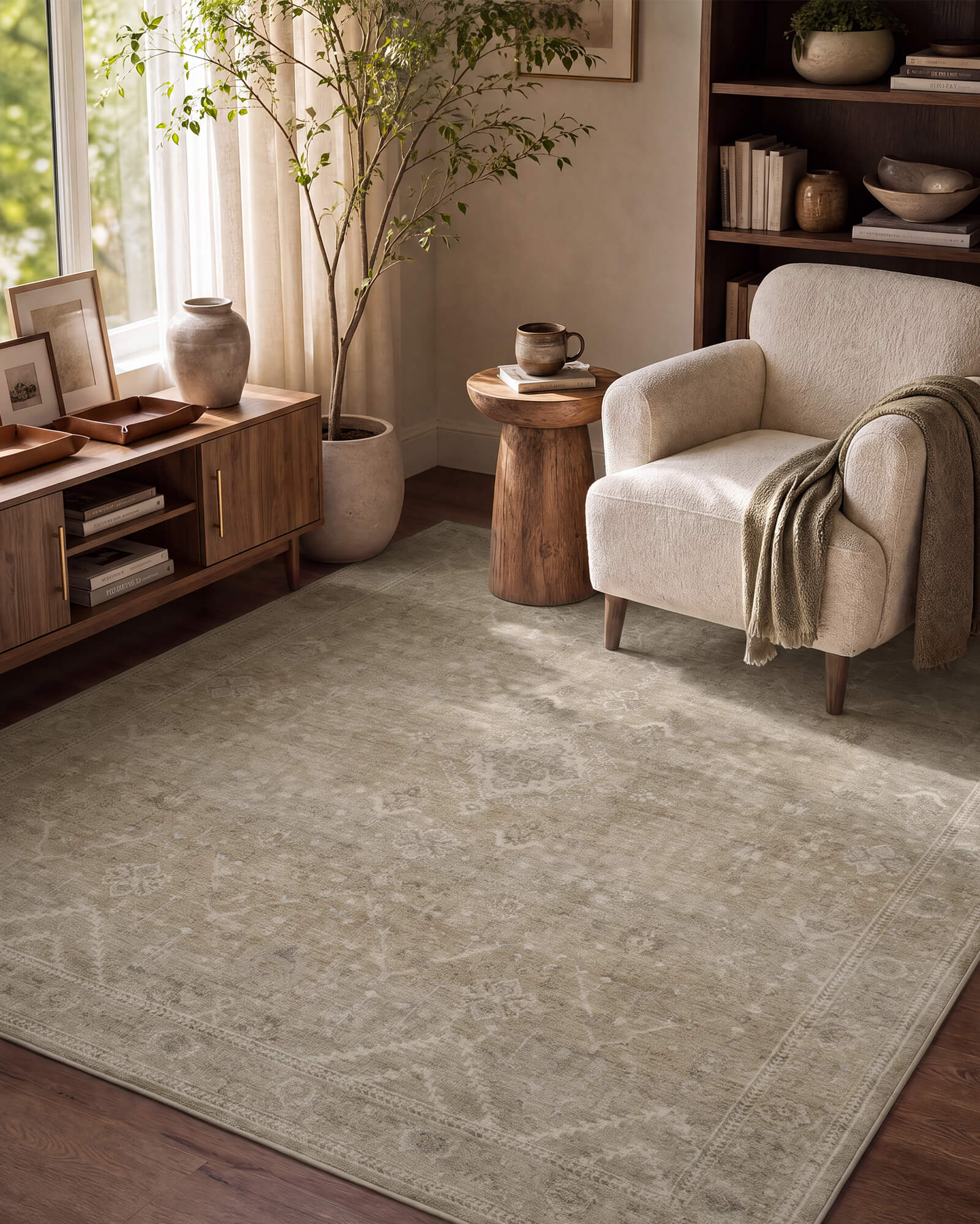 Alfombra grande Selene - Beige/Blanco 