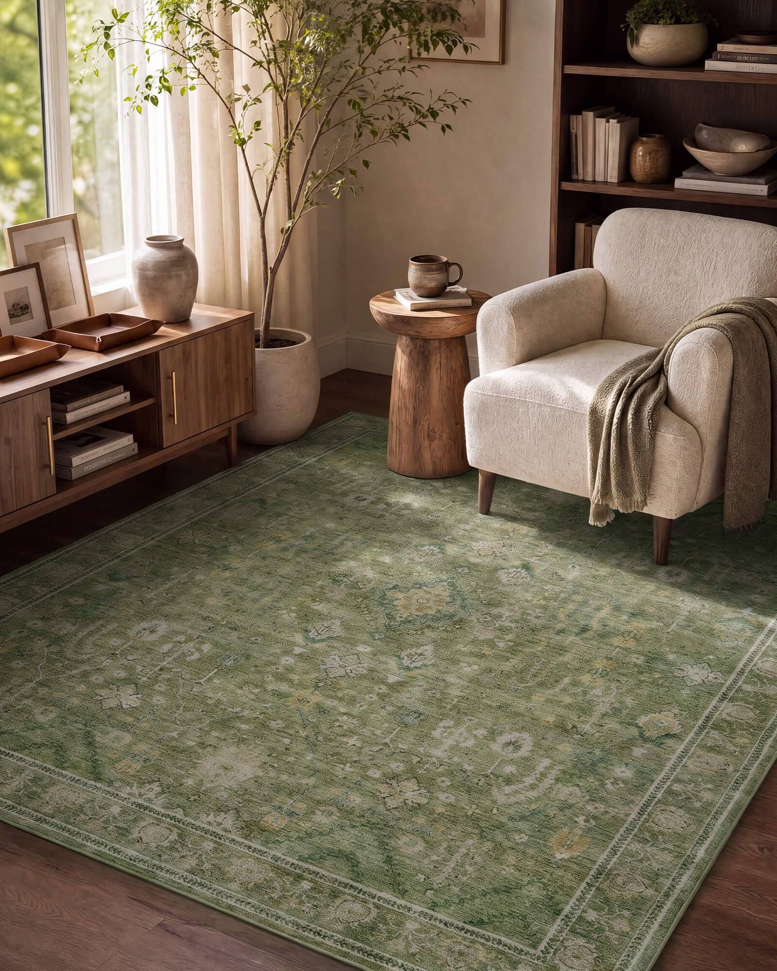 Alfombra grande Selene - Beige/Blanco 