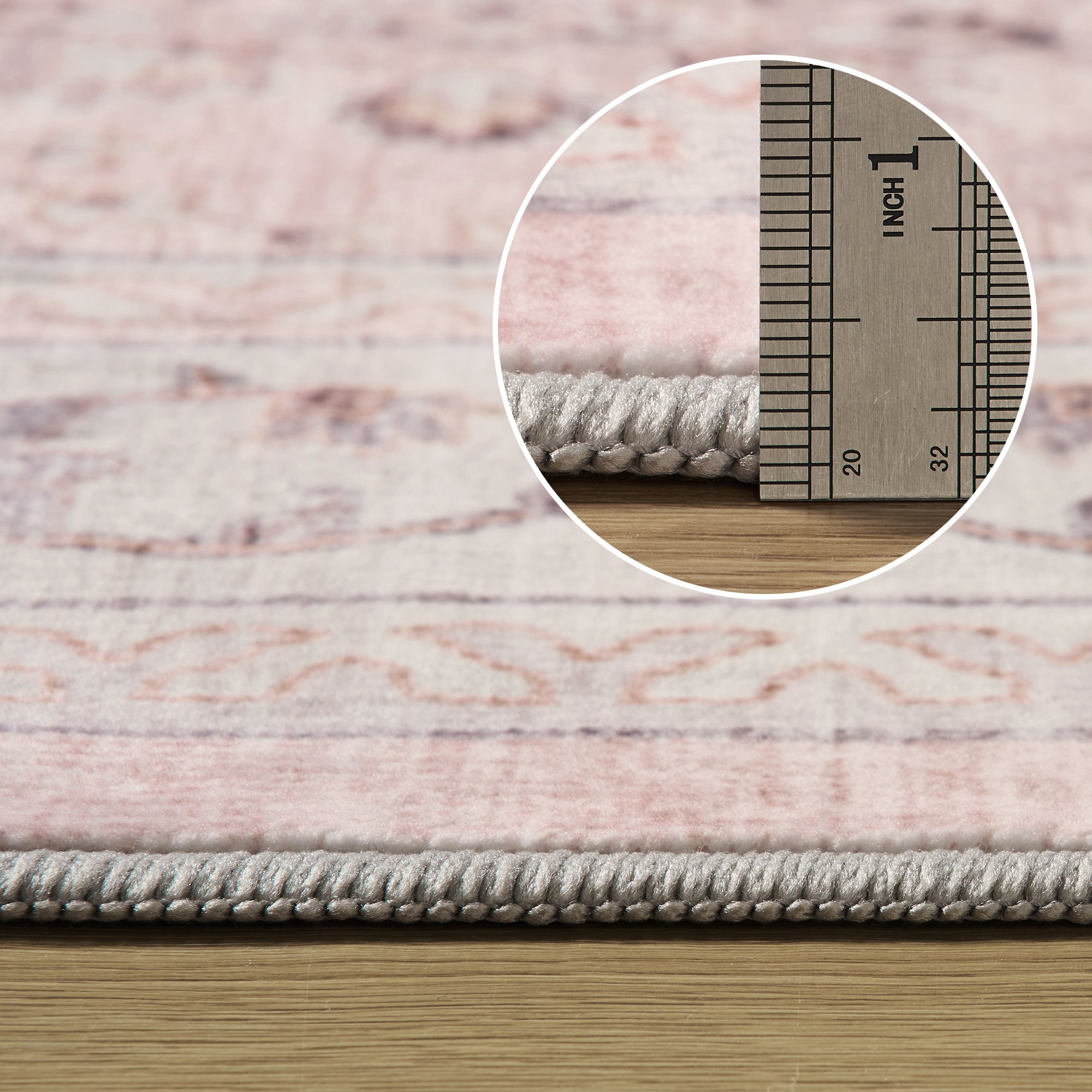 MontVoo Vintage Floral Washable Rugs Pink