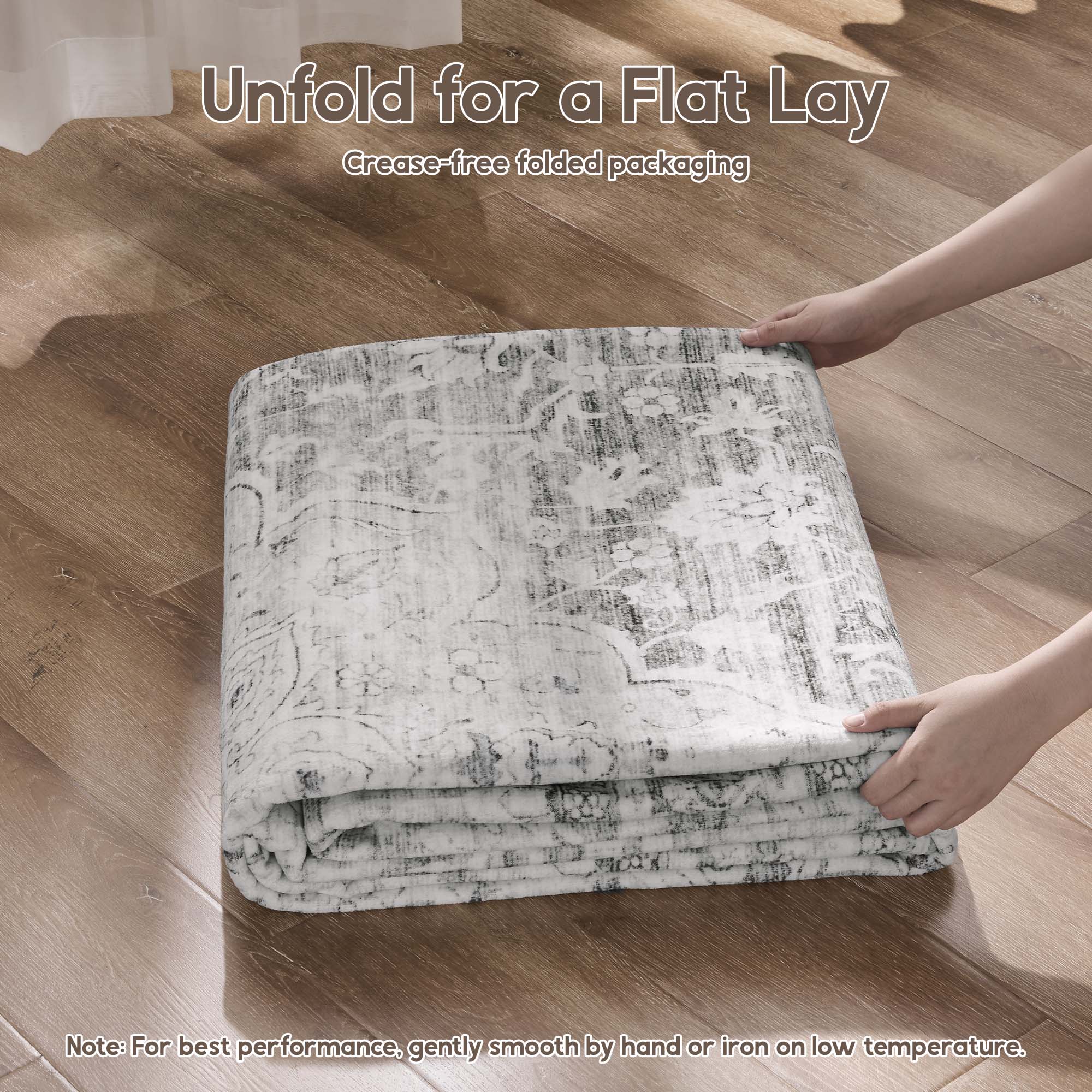 MontVoo Gray Medallion Floral Washable Rug