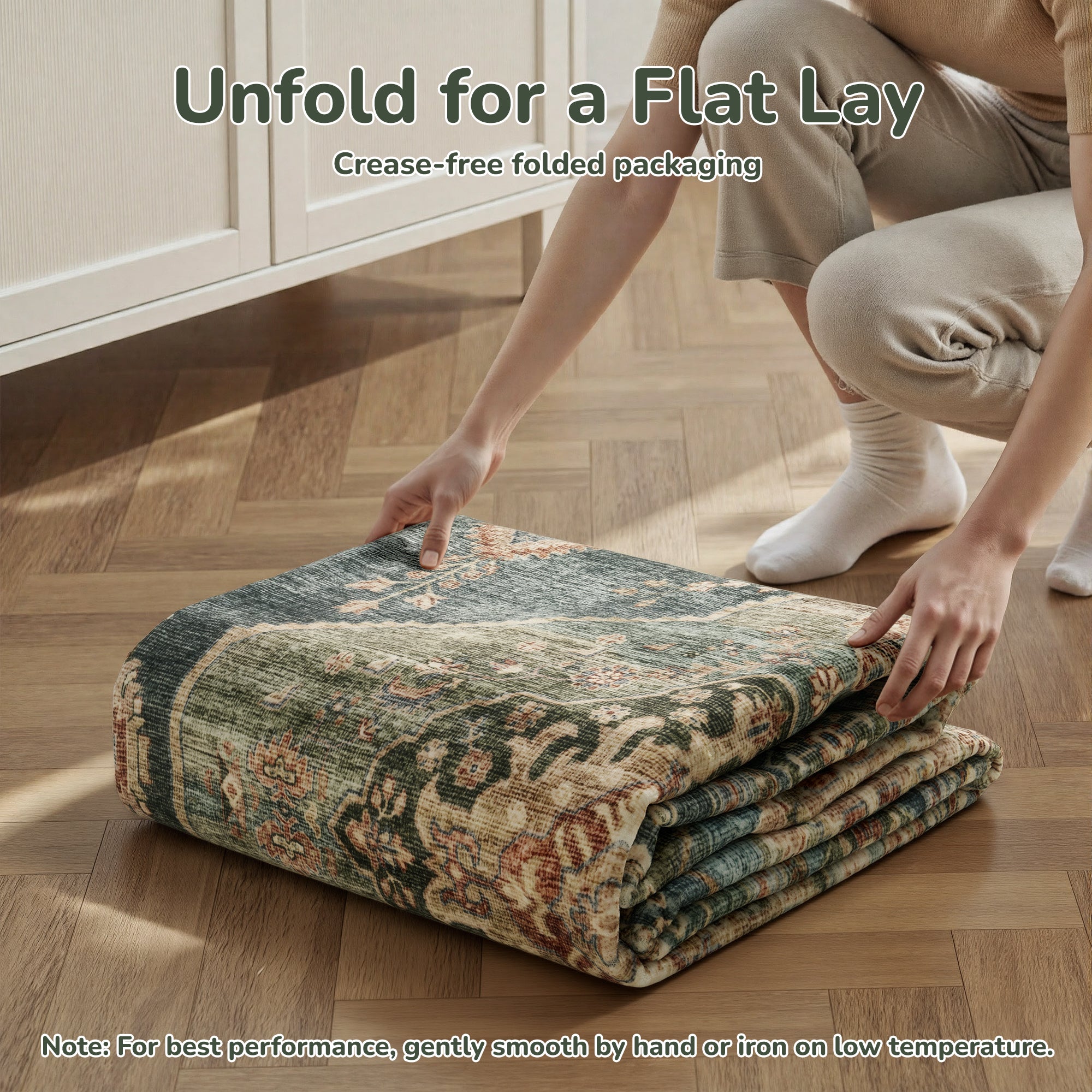 MontVoo Vintage Medallion Washable Rug Green/Teal