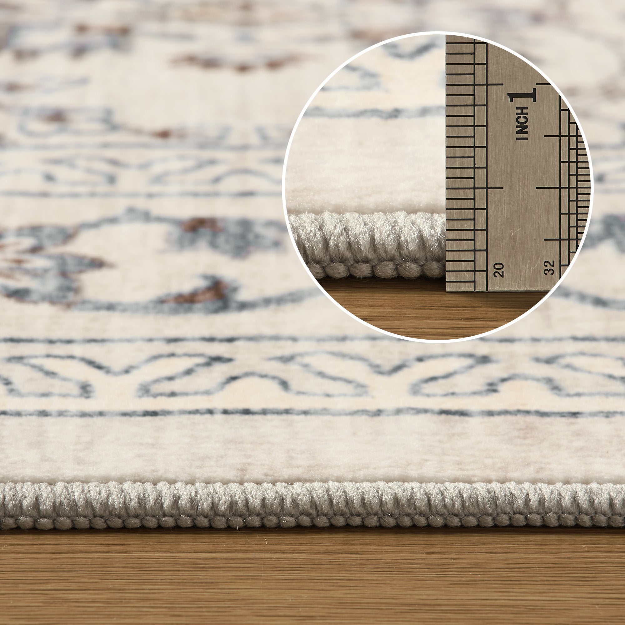 MontVoo Vintage Floral Washable Rugs Beige