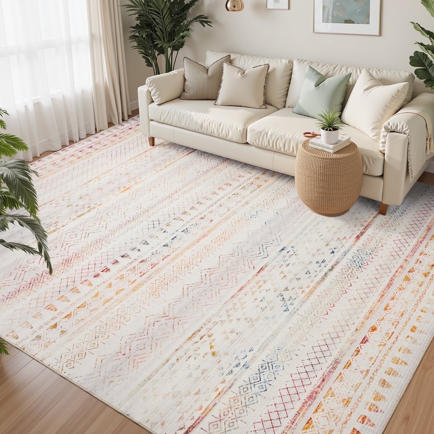 Washable Boho Area Rug