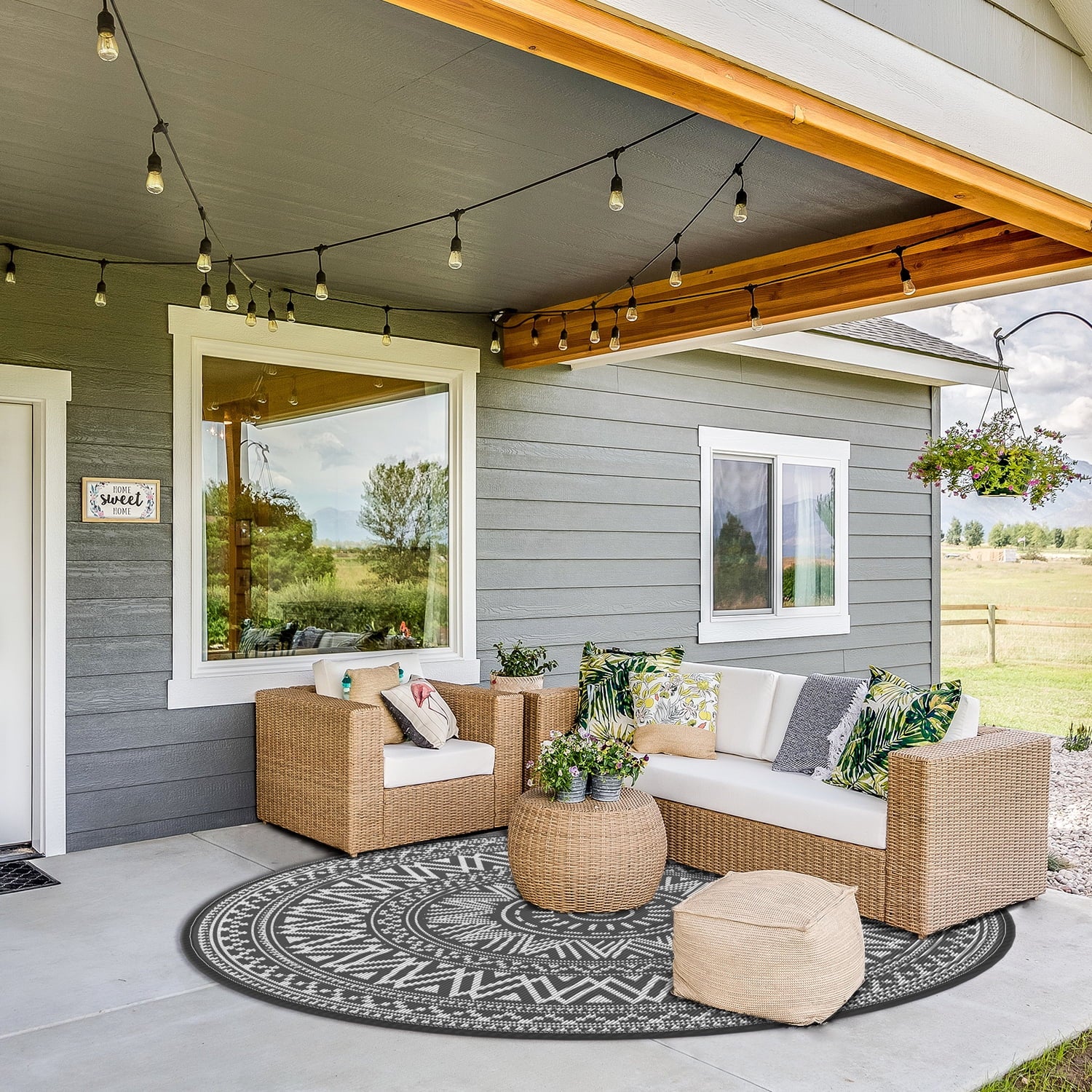 SIXHOME Boho Round Outdoor Rugs