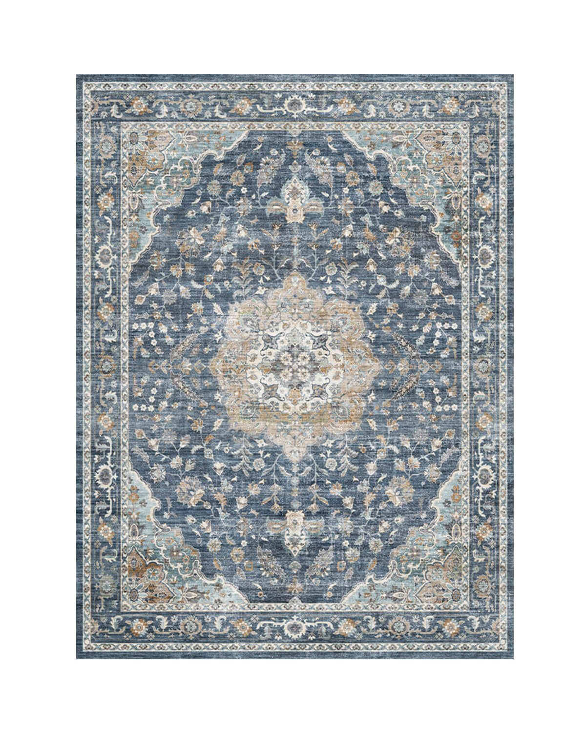 Ember Washable Area Rug - Blue