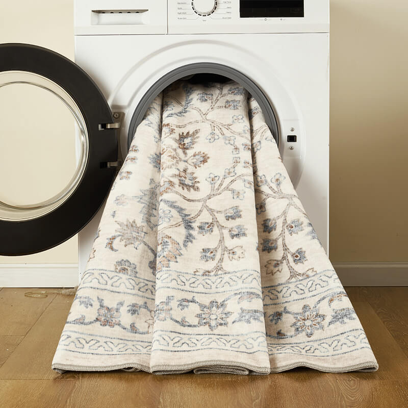 Practical boho area rug balancing decorative style and functional comfort