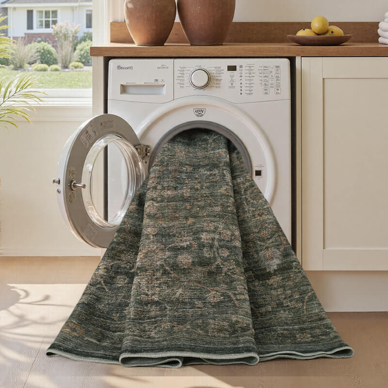 Washable Boho area rug designed for effortless cleaning and comfortable everyday living
