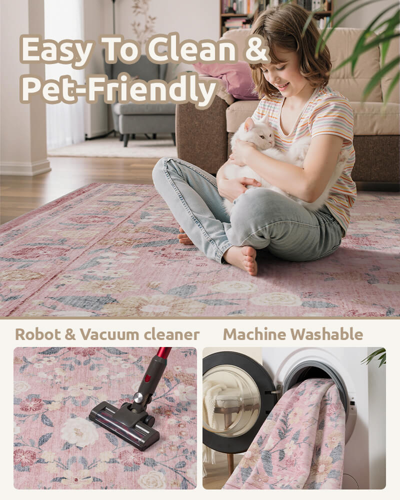 Traditional vintage rug designed for family-friendly living spaces