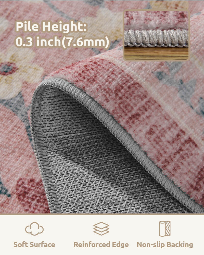 Vintage-inspired area rug offering comfort without extra upkeep