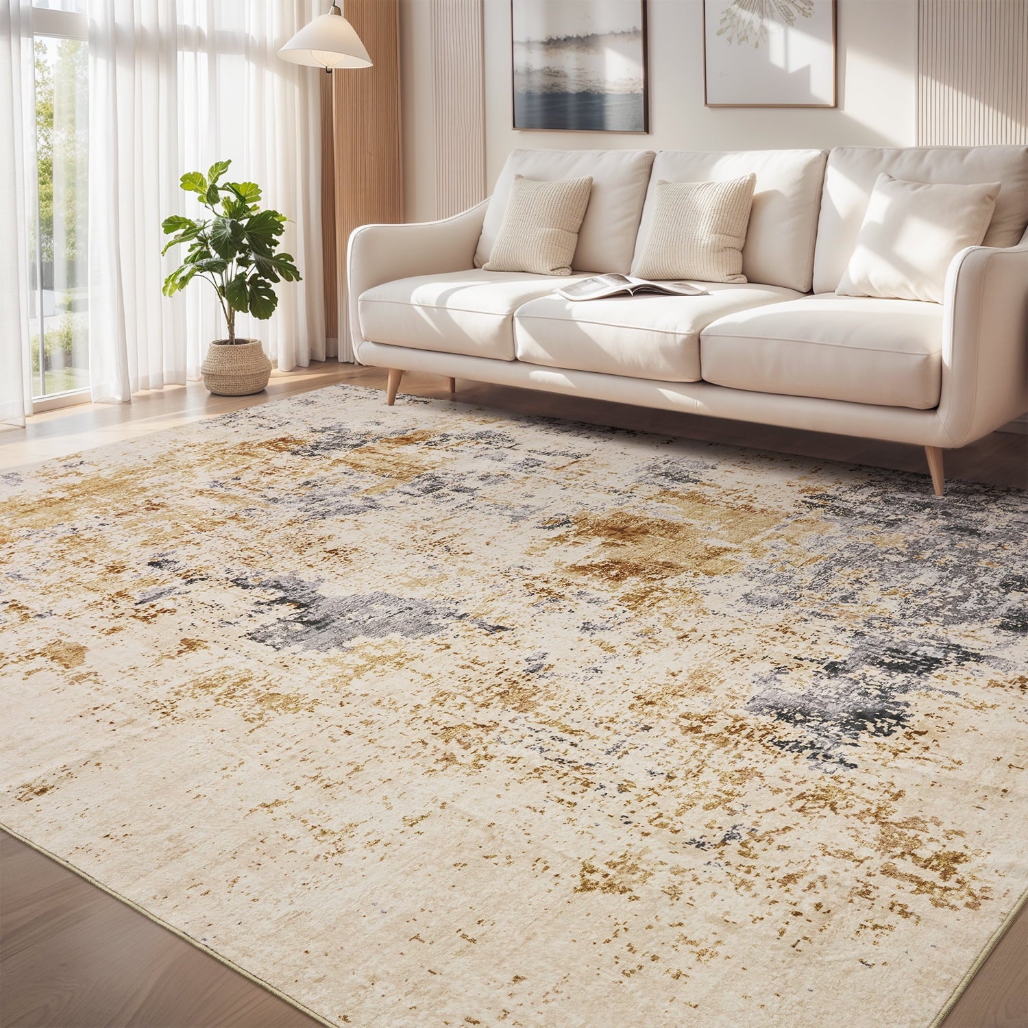 Neutral Modern Abstract Area Rug