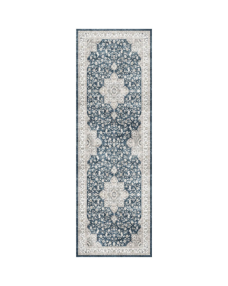 MontVoo Antheia Washable Area Runner Rug Blue