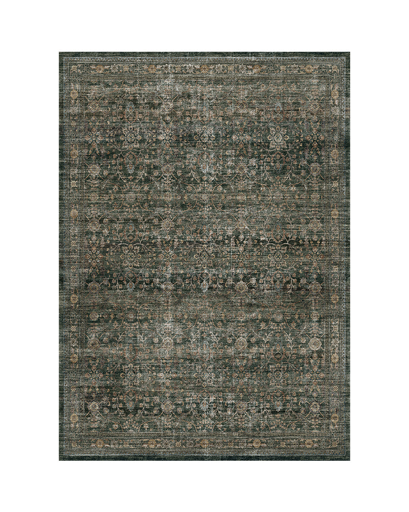 MontVoo Aster Washable Area Rug Green White