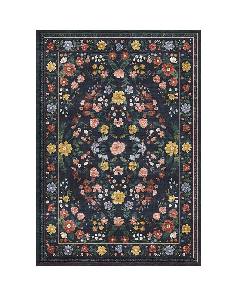 MontVoo Chloris Washable Area Rug Black