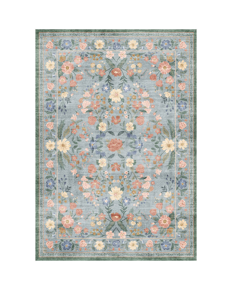 MontVoo Chloris Washable Area Rug Blue