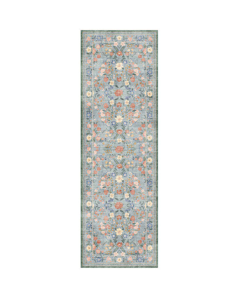 MontVoo Chloris Washable Area Runner Rug Blue