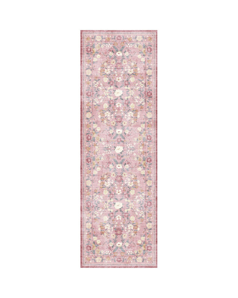 MontVoo Chloris Washable Area Runner Rug Pink