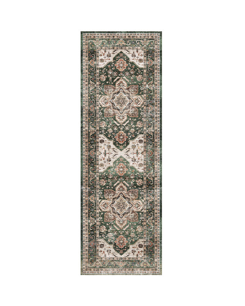 MontVoo Harmonia Washable Area Runner Rug Green