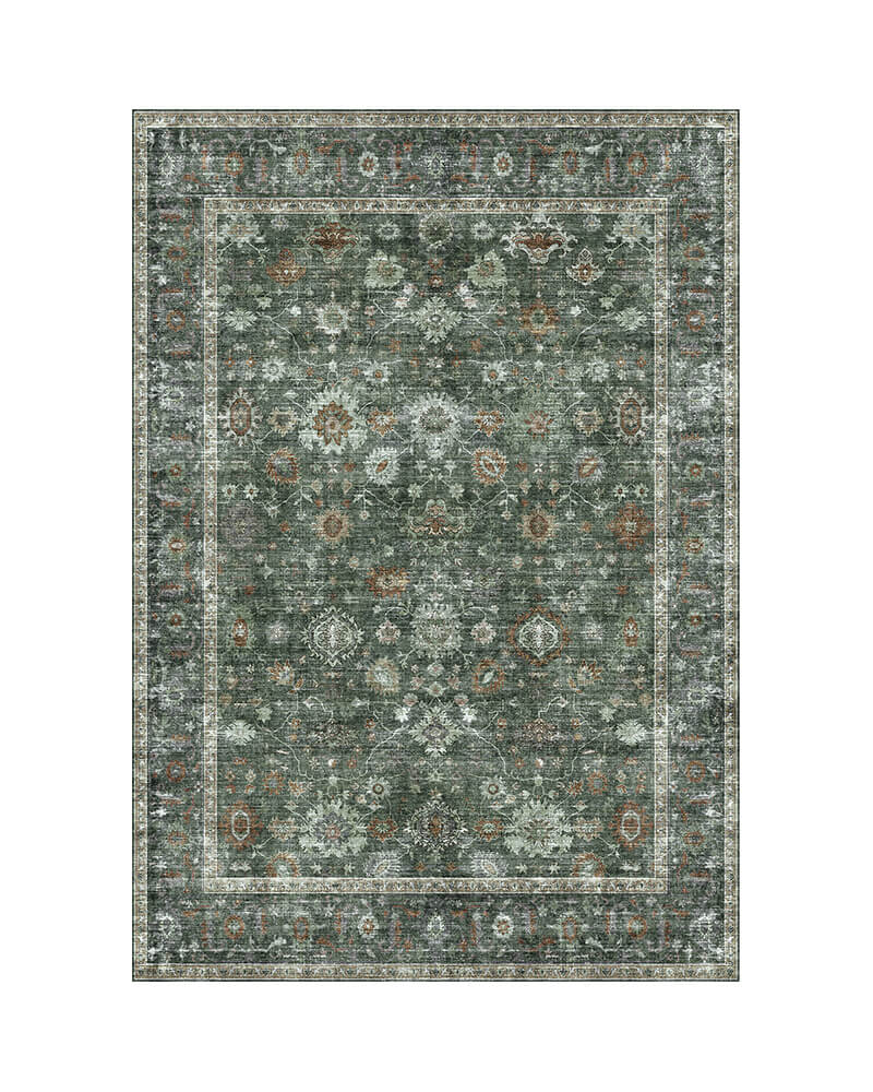 MontVoo Liana Washable Area Rug Dark Green