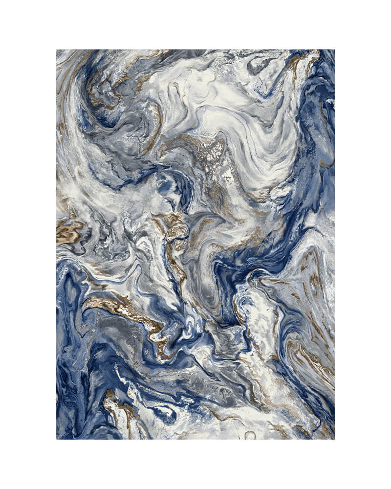 MontVoo Marble Washable Area Rug Blue
