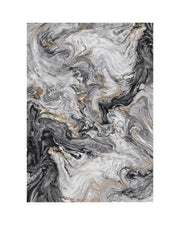 MontVoo Marble Washable Area Rug Gold Black