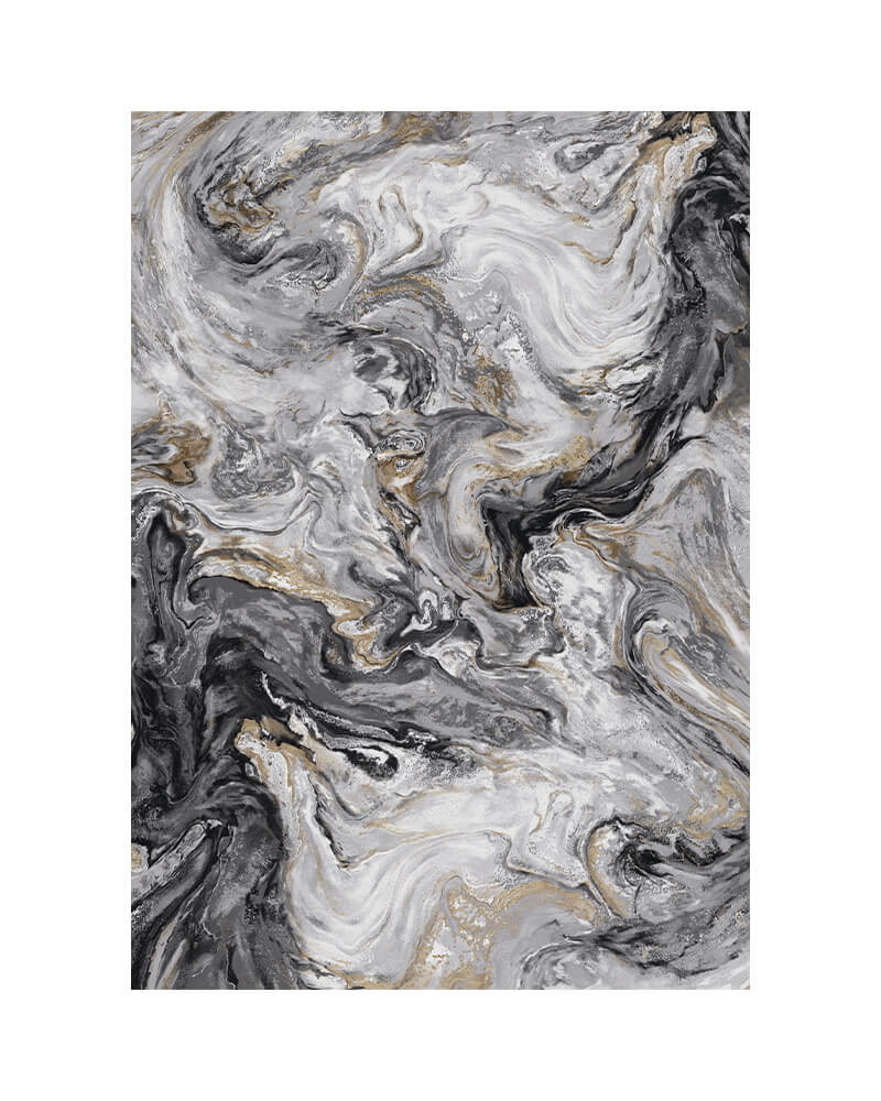 MontVoo Marble Washable Area Rug Gold Black