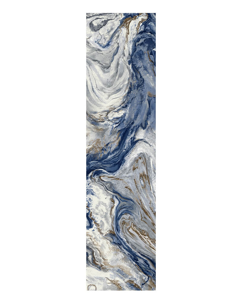 MontVoo Marble Washable Runner Rug Blue