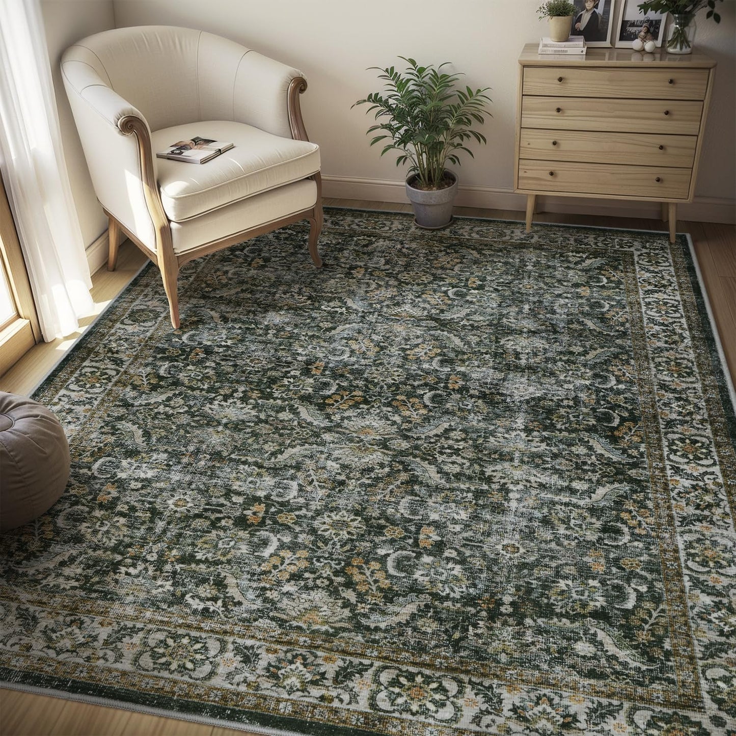 Washable Retro Living Room Bedroom Carpet