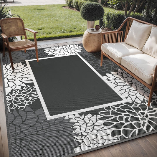 SIXHOME Floral Border Outdoor Rug