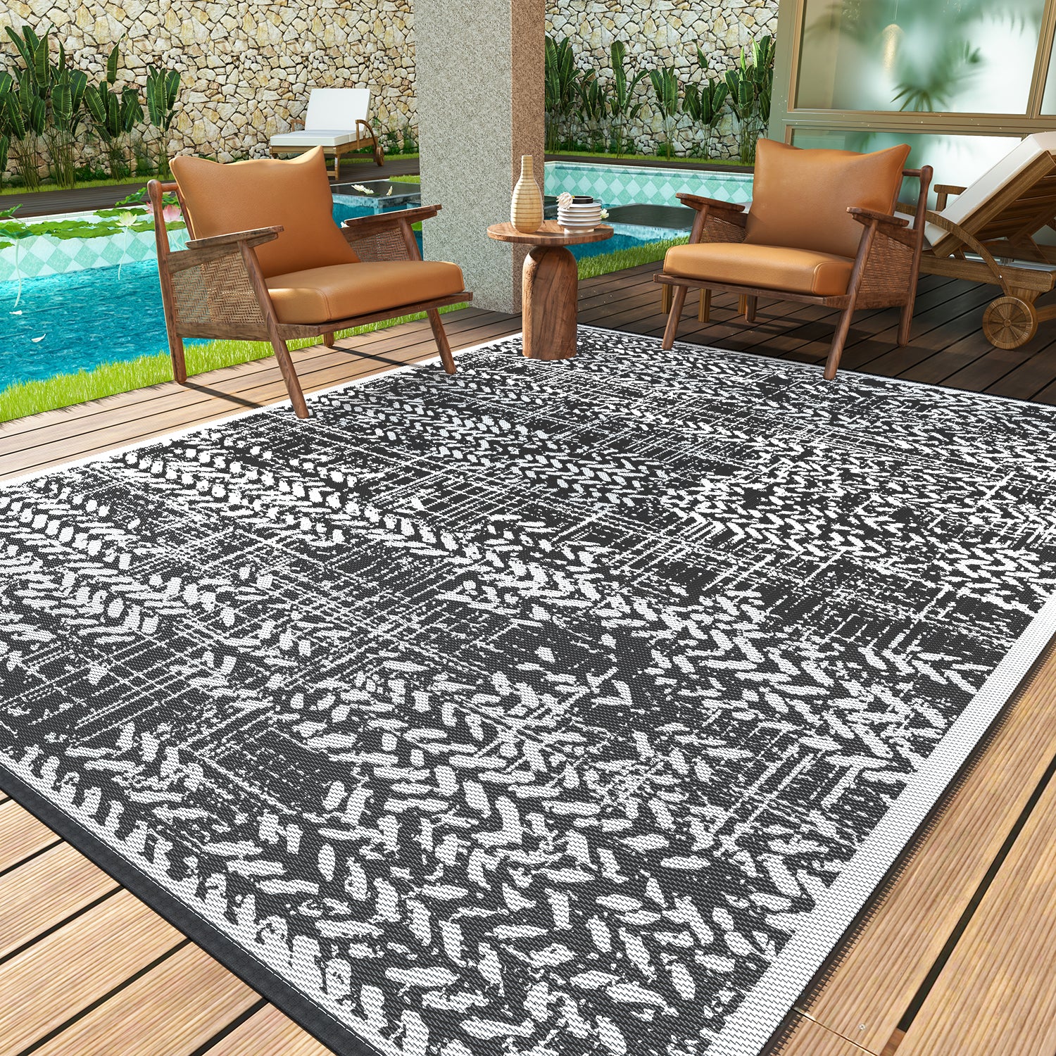 VUNATE Outdoor Rugs Patio Waterproof Mat